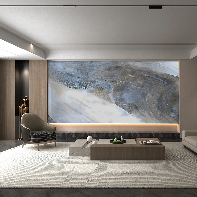 Panel Dinding Latar Belakang Marmer Seri Amazon Hijau dan Biru